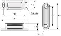10x Magnetschnäpper Möbelmagnet in 3 Ausführungen zum auswählen Weiß oder Braun  Türmagnet  A