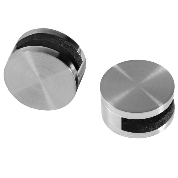 4x Spiegelhalter Ø27x14mm Glashalter 4-6mm in 2 Oberflächen auswählbar Edelstahl-Optik oder Chrom Modell: Edelstahl Optik
