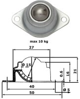 Kugelrolle aus V2A Edelstahl in 2 Größen zum auswählen für Rollenbahn Förderband, Kugelrollenlager