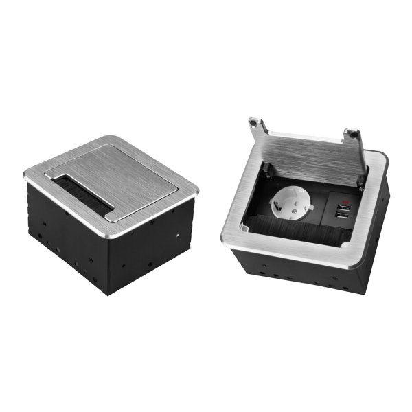 Einbausteckdose mit USB in 2 Farben Silber oder Schwarz und in verschieden Varianten