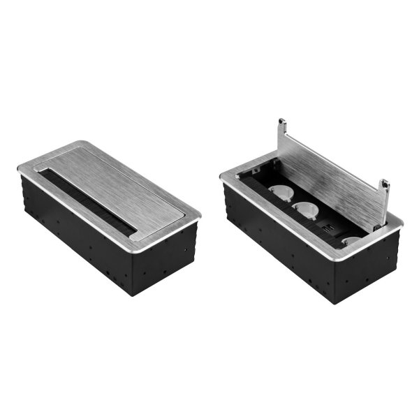 Einbausteckdose mit USB in 2 Farben Silber oder Schwarz und in verschieden Varianten