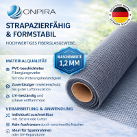 Fliegennetz Weiss aus Fiberglas Meterware Fliegengitter von 80-150cm in 3 Farben 120cm