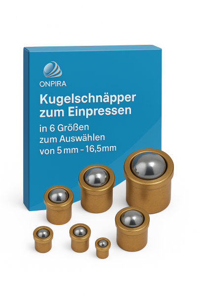 Kugelschnäpper zum Einpressen Federnde Druckstücke Kugel Federkraft Schnäpper 9,5mm