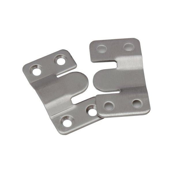 Möbelverbinder Edelstahl -19x43mm oder 30x53mm wählbar – zusammenschiebbar – 4mm Materialstärke – rostfrei – Bett-, Sofa- & Schrankverbinder – 1 Satz = 2 Stück