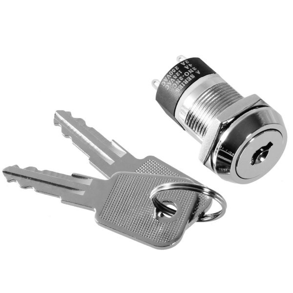 Schlüsselschalter 2X EIN 2-polig 250V / 4A Öffner Schließer Drehschalter Bohrloch: Ø19mm