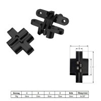2x Edelstahl 180° Kreuz Schwerlastscharnier verdeckte Montage Scharnier Schwarz 70kg