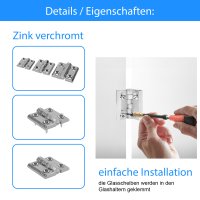 Scharnier Metallscharnier Chrom Zink 180° Metall Türband Möbelscharnier 40x40mm