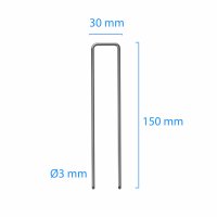 Erdanker Heringe 150x30mm Ø3mm Bodenanker Erdnagel Zeltnagel Anker Unkrautvlies 50 Stück