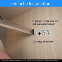 ONPIRA® Edelstahl Schrankrohr ausziehbar 41- 130 cm Teleskopstange Kleiderstange 81 - 130cm