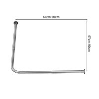 Edelstahl Eck Duschvorhang Stange Teleskopierbar Winkel L-Form selbstklebend Schraubversion Edelstahl 90x90cm