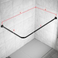 Edelstahl Eck Duschvorhang Stange Teleskopierbar Winkel L-Form selbstklebend Schraubversion Edelstahl 90x90cm