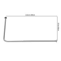 Edelstahl Eck Duschvorhang Stange Teleskopierbar Winkel L-Form selbstklebend Schraubversion Edelstahl 90x180cm