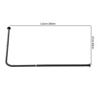 Edelstahl Eck Duschvorhang Stange Teleskopierbar Winkel L-Form selbstklebend Schraubversion Schwarz 90x180cm
