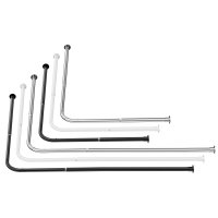 Edelstahl Eck Duschvorhang Stange Teleskopierbar Winkel L-Form selbstklebend Schraubversion Weiß 90x180cm