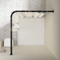 Edelstahl Eck Duschvorhang Stange Teleskopierbar Winkel L-Form selbstklebend Selbstklebend Schwarz 90x90cm