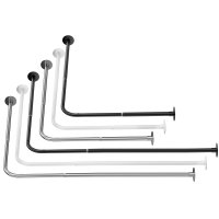 Edelstahl Eck Duschvorhang Stange Teleskopierbar Winkel L-Form selbstklebend Selbstklebend Schwarz 90x90cm