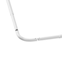 Edelstahl Eck Duschvorhang Stange Teleskopierbar Winkel L-Form selbstklebend Selbstklebend Schwarz 90x90cm