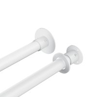 Edelstahl Eck Duschvorhang Stange Teleskopierbar Winkel L-Form selbstklebend Selbstklebend Weiß 90x180cm