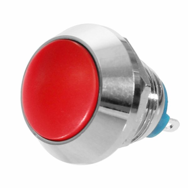 5x Drucktaster Einbau Chrom Edelstahl Schließer 12mm Mini Modellbau Elektronik Rot