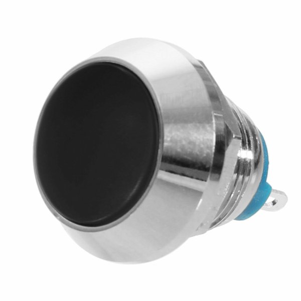 5x Drucktaster Einbau Chrom Edelstahl Schließer 12mm Mini Modellbau Elektronik Schwarz