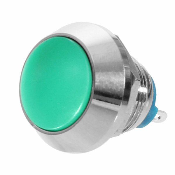 5x Drucktaster Einbau Chrom Edelstahl Schließer 12mm Mini Modellbau Elektronik Grün