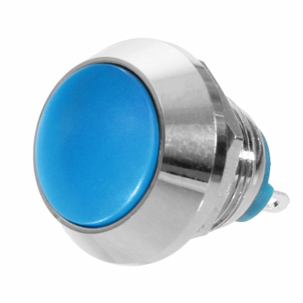5x Drucktaster Einbau Chrom Edelstahl Schließer 12mm Mini Modellbau Elektronik Blau
