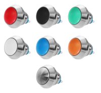 5x Drucktaster Einbau Chrom Edelstahl Schließer 12mm Mini Modellbau Elektronik Blau