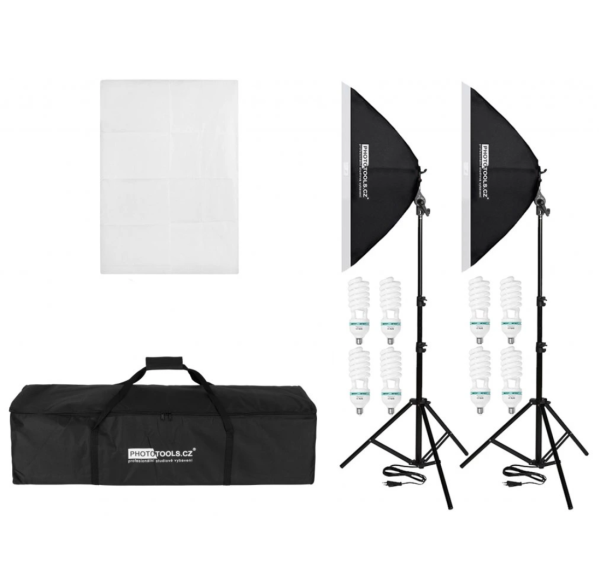 2x Daylight Set GD-50x70cm Softbox 5600W E27 Lampe Stativ Tasche 5500K Fotolicht