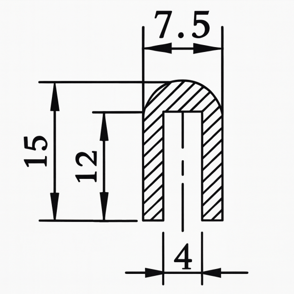 Kantenschutz U-Profil EPDM Gummi Dichtung Keder Schutzprofil Meterware Schutz 15x7,5mm