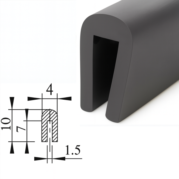 Kantenschutz U-Profil EPDM Gummi Dichtung Keder Schutzprofil Meterware Schutz 10x4mm