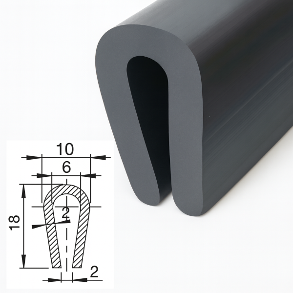 Kantenschutz U-Profil EPDM Gummi Dichtung Keder Schutzprofil Meterware Schutz 18x10mm