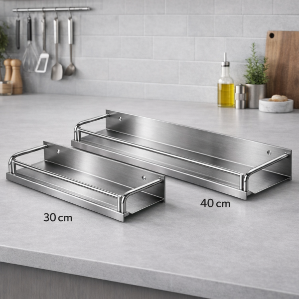 Edelstahl Küchenregal 30, 40 cm Gewürzregal Wandregal gebürstet Ablage modern